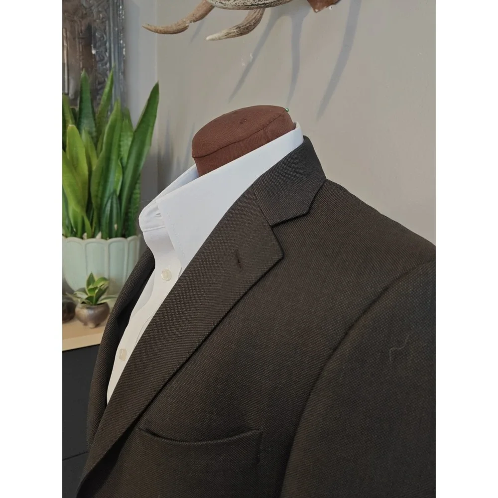 Corallo Rosso Mens Super 110s Sport Coat 40R Brown Birdseye Italy 3 Button G805